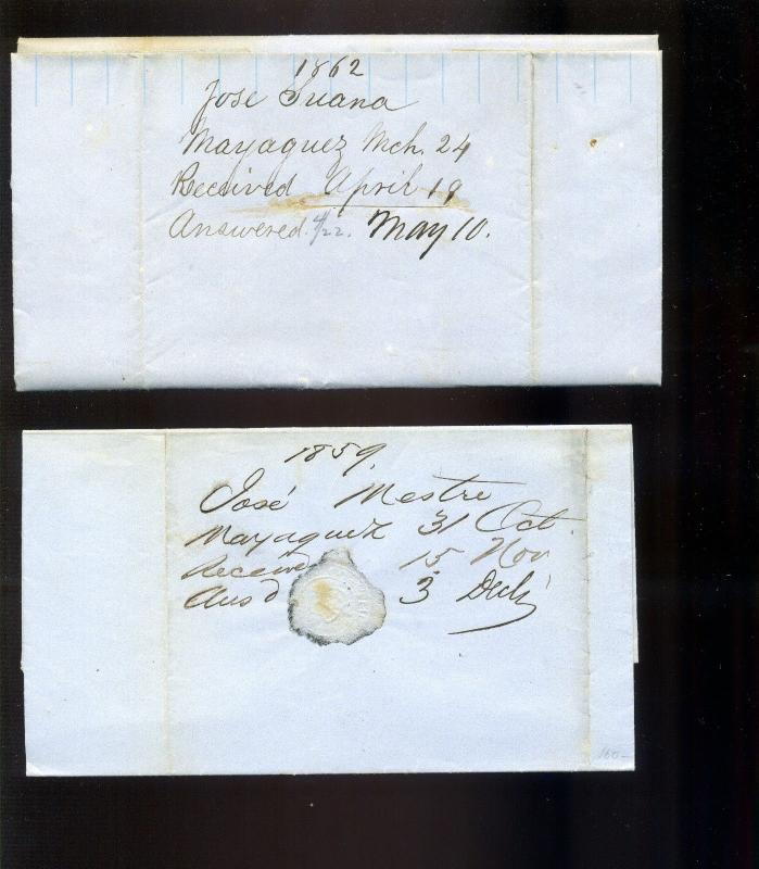 7  Stampless Covers Puerto Rico to New York, all 19th Century w/ Better Markings