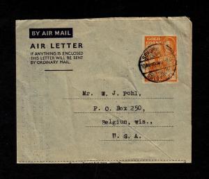 Gold Coast  1953 Air Letter to United States