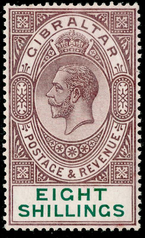 GIBRALTAR SG101, 8s dull purple & green, LH MINT. Cat £325.