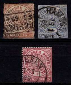 North German Confed. 1868, ½g & 2g Roul., 1g Perf. [Used]