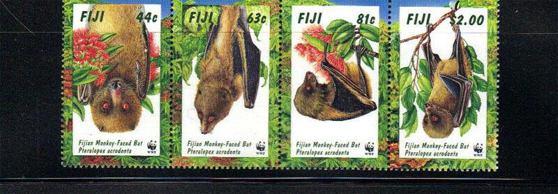 Fiji - Monkey-Faced Bat - World Wildlife Fund - 4 Stamp Sheet 6G-002