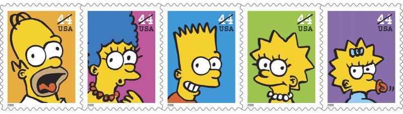 2009 44c The Simpsons, Strip of 5 Scott 4399-4403 Mint F/VF NH