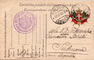 1915 Italy Military Post Aviation WW1 Air Battalion Postcard Cover to Aquila