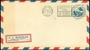 JAN 12,1929 WASH DC Cds, AC ROESSLER Label Serviced Cover, Size #13, SC #UC1 FDC