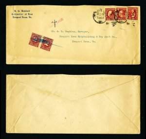 # 406 & J46 Postage Due cover from R.G. Bickford, Newport News, VA - 12-12-1911