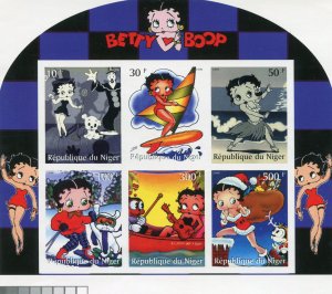 Niger 1999 BETTY BOOP Cartoons Sheet (6) Imperforated Mint (NH)