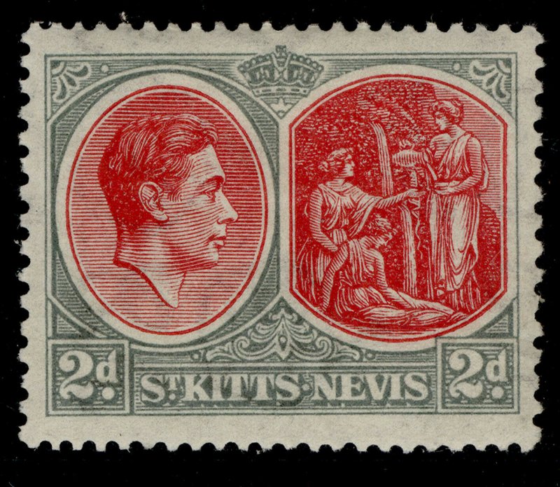 ST KITTS-NEVIS GVI SG71, 2d carmine & deep grey, M MINT. Cat £32. CHALKY 