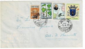 Cape Verde 1969 S. Vincente cancel on cover, Scott RA15 postal tax