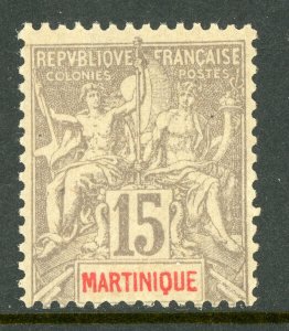 Martinique 1899 French Colony 15¢ Gray Navigation & Commerce Sc #41 Mint E124