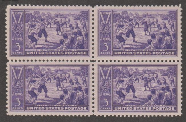 U.S. Scott #855 Baseball Stamp - Mint NH Block of 4