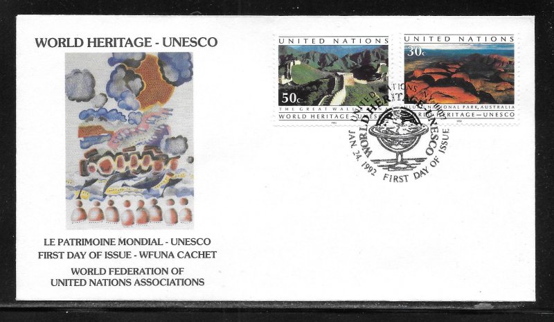 United Nations NY 601-602 World Heritage WFUNA Cachet FDC First Day Cover