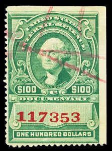 Scott R248 1917 $100.00 Documentary Revenue Used F-VF Cat $2