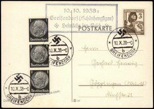 3rd Reich Germany Greifendorf Sudetenland Annexation Provisional Cover G67074