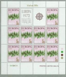 Malta #452  5c 1972 Europa Sheet of 10  (MNH)