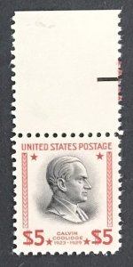 US #834 XF-S NH Mint OG, $5 Calvin Coolidge with PSE Cert 95, Prexie.   11146