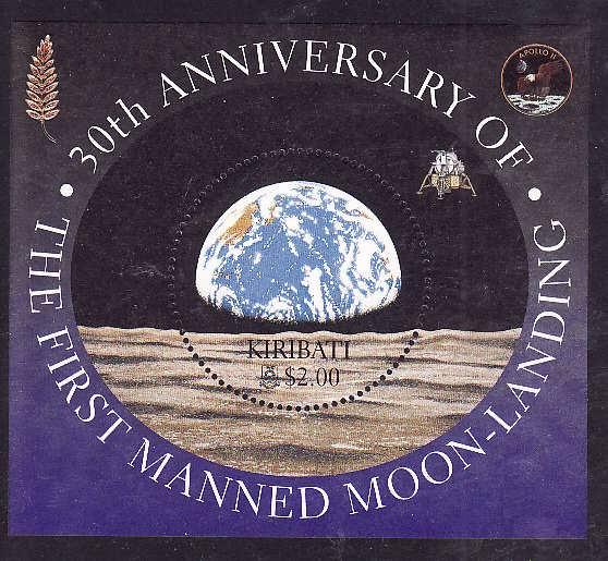 Kiribati-Sc#750-Unused NH sheet-Moon Landing anniversary-Space-1999-