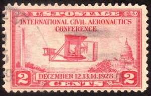 1928, US 2c, Wright Flyer, Used, Sc 649