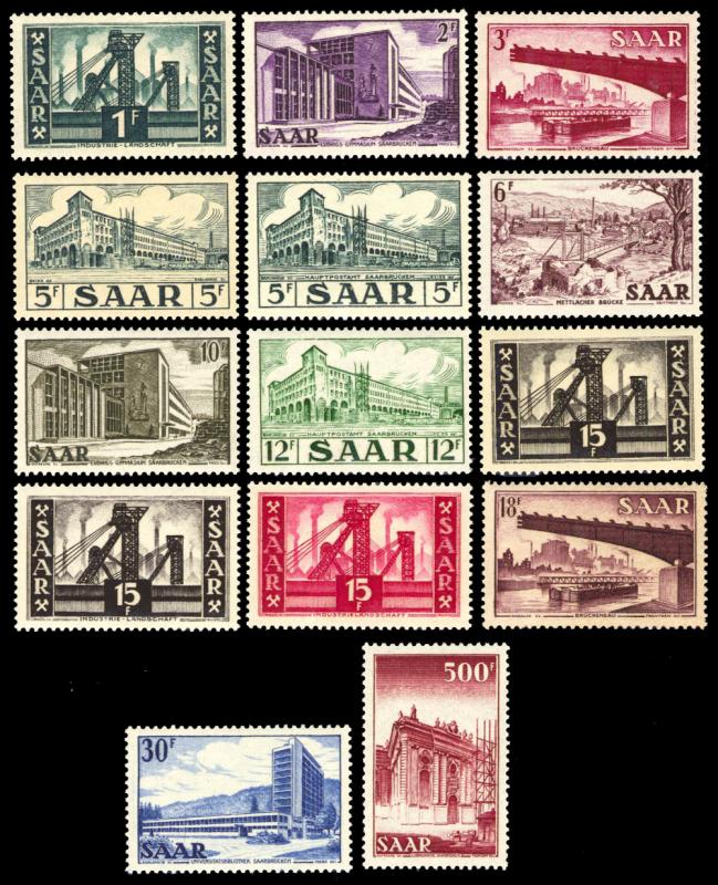 Saar 1952-55 Scott #232-245 Mint Never Hinged