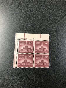 1044 Plate Block Tagged Mint Never Hinged