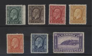 Canada - Scott 195-201 - KGV-Definitives -1932 MVLH -Set of 7 Stamps