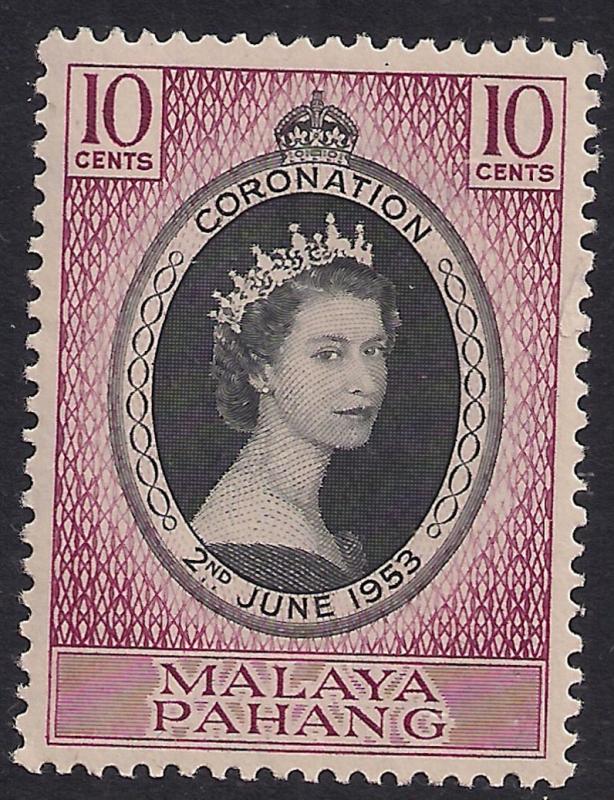 Malaya Pahang 1953 QE2 10ct Coronation MM SG 74 ( R1183 )