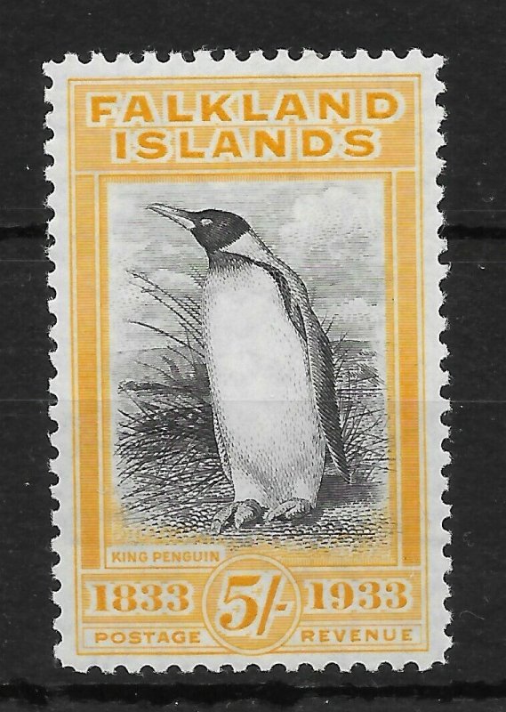 FALKLAND ISLANDS SG136 1933 CENTENARY 5/= BLACK & YELLOW VLMM