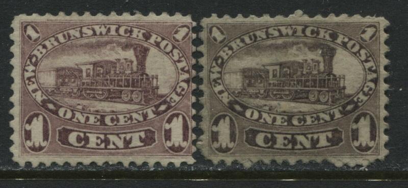 New Brunswick 1860 1 cent Train showing 2 different shades unused no gum