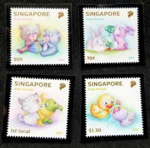 *FREE SHIP Singapore Baby Animals 2017 Cat Duck Rabbit Bear Rooster (stamp) MNH