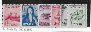 Ryukyu Islands Sc #8-13  set of 6 LH VF