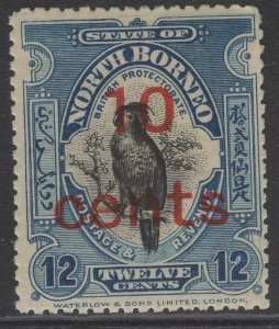 NORTH BORNEO SG188 1916 10c on 12c BLACK & DEEP BLUE p13½-14 MNH