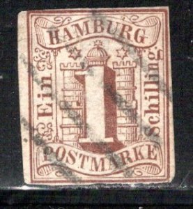 German States Hamburg Scott # 2, used