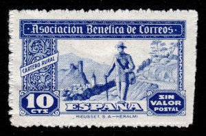 ASOCIACIÓN BENÉFICA DE CORREOS CARTERO RURAL 1944 ⭐ SIN VALOR POSTAL ⭐ 10 CTS