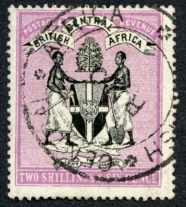 Nyasaland SG26 2/6 Black and Bright Magenta No Wmk Fiscal CDS