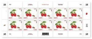 Estonia 2026 Red Fruits Insects raspberry Aita & raspberry beetle Sheetlet MNH
