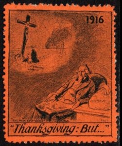 1916 WW I US Delandre Propaganda Poster Stamp Thanksgiving: But....