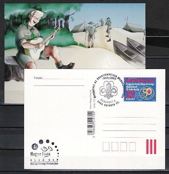 Hungary, 2003 issue. Scouting Postal Card.  Both sides shown.