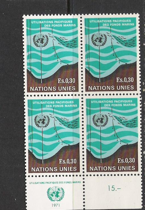 UNITED NATIONS GENEVA 15 MNH BLOCK OF 4 K185