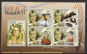 Guinea-Bissau MNH S/S Brigitte Bardot 2012 5 Stamps