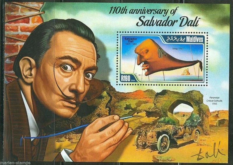 MALDIVE  ISLANDS 2014 150th BIRTH  ANNIVERSARY OF SALVADOR DALI  S/S  MINT NH