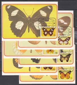 St. Thomas, Scott cat. 501, 504, 505 a-d. Butterflies issue, 6 Max. Cards.