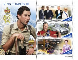 SIERRA LEONE - 2022 - King Charles III - Perf 3v Sheet - Mint Never Hinged