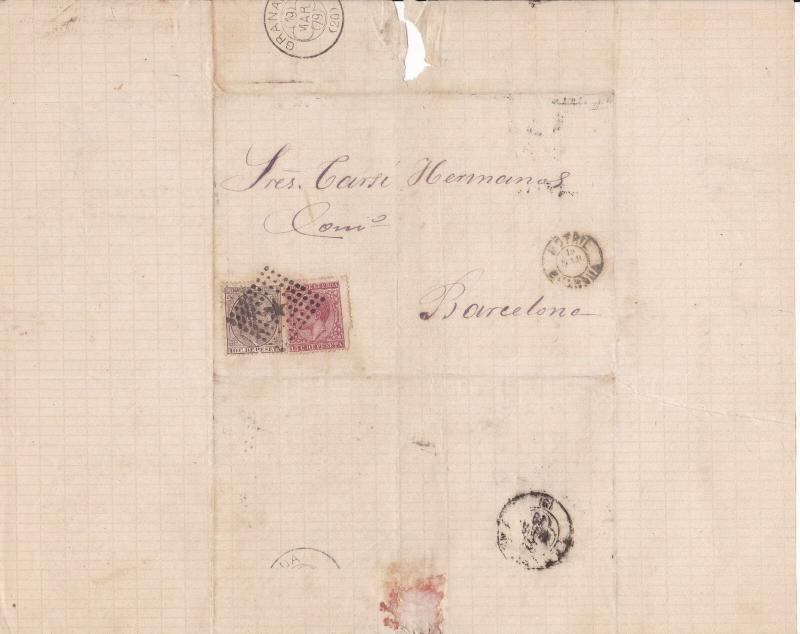 Spain 19th century stamps cover Ref 8378