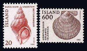 Iceland 552-553, MNH. Shells, 1982