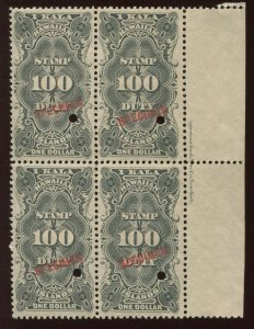 Hawaii R14S Revenue Specimen Imprint Block of 4 Stamps NH BZ1668