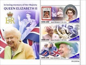 Sierra Leone 2022 - Queen Elizabeth ll - Sheet of 3 Stamps - MNH