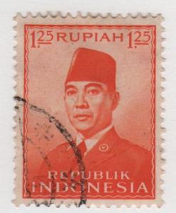 Indonesia 1951/53 - Scott 388 used - 1.25r, President Sukarn