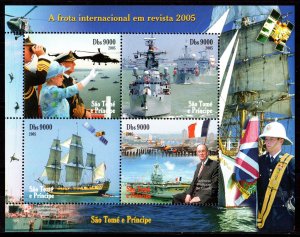 Sao Tome and Principe 2005 Queen Elizabeth II/Space Corot/Nuclear Aircraft Sheet