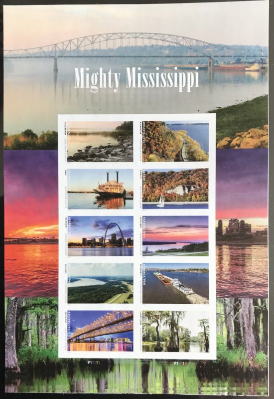 US #5698k MNH Imperf NDC Sheet of 10 “Mighty Mississippi” (.60) L45