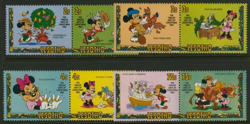 Lesotho 381-8 se-tenant MNH Disney, The Twelve Days of Christmas 