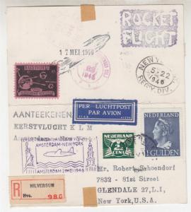 NETHERLANDS, 1946 Rocket Mail card,  427 , Amsterdam-New York First Flight